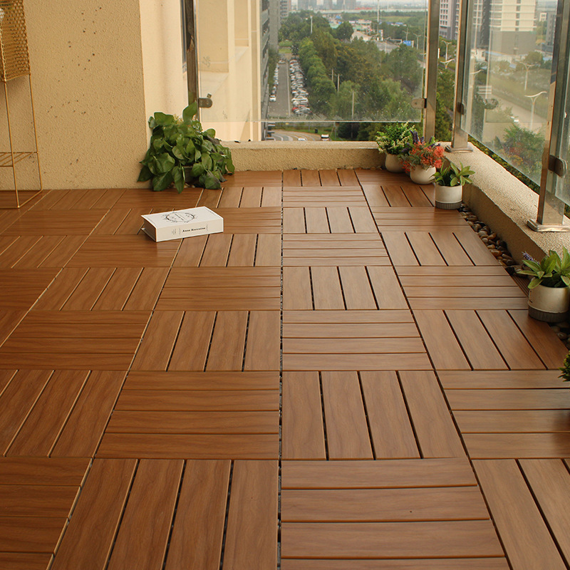 户外防腐木地板室外阳台生态木地板防水拼接自贴自拼塑木露台地板