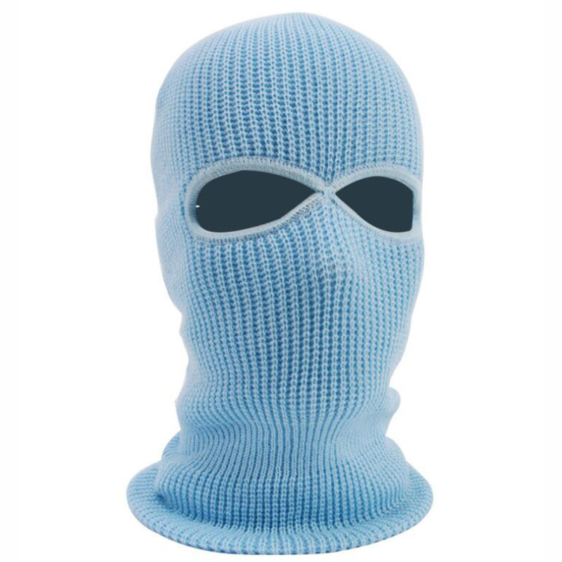 Cross-Border Winter Thermal Headgear Mask Two-Hole Knitted Woolen Cap Men's and Women's Outdoor Riding Cold-Proof Mask Sleeve Cap