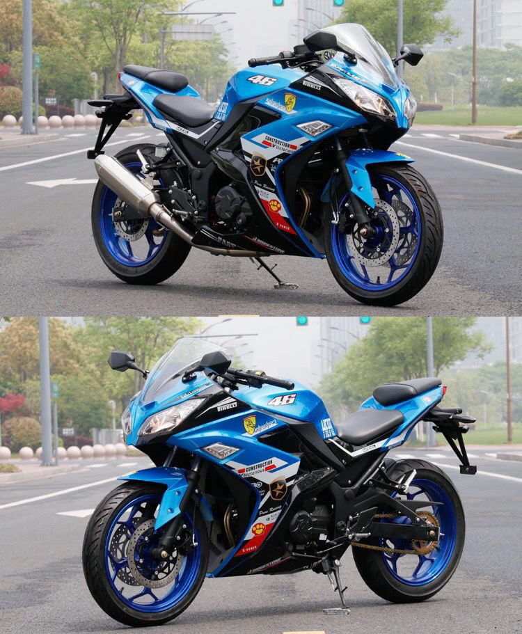 全新国四200cc小忍者摩托车跑车400排量双缸水冷燃油机车可上牌