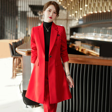 中国红色流行风衣秋季新款女职业装女士套裤通勤气质OL时尚西装