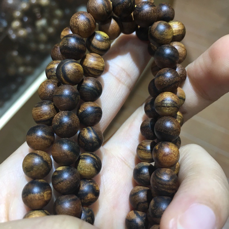 厂家批发 印尼花奇楠沉香手串手链虎皮纹108颗佛珠手链念珠男女款