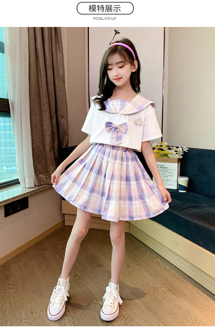 6女童jk制服裙7格子12短袖学院风套装8小学生校服14岁女孩夏装9