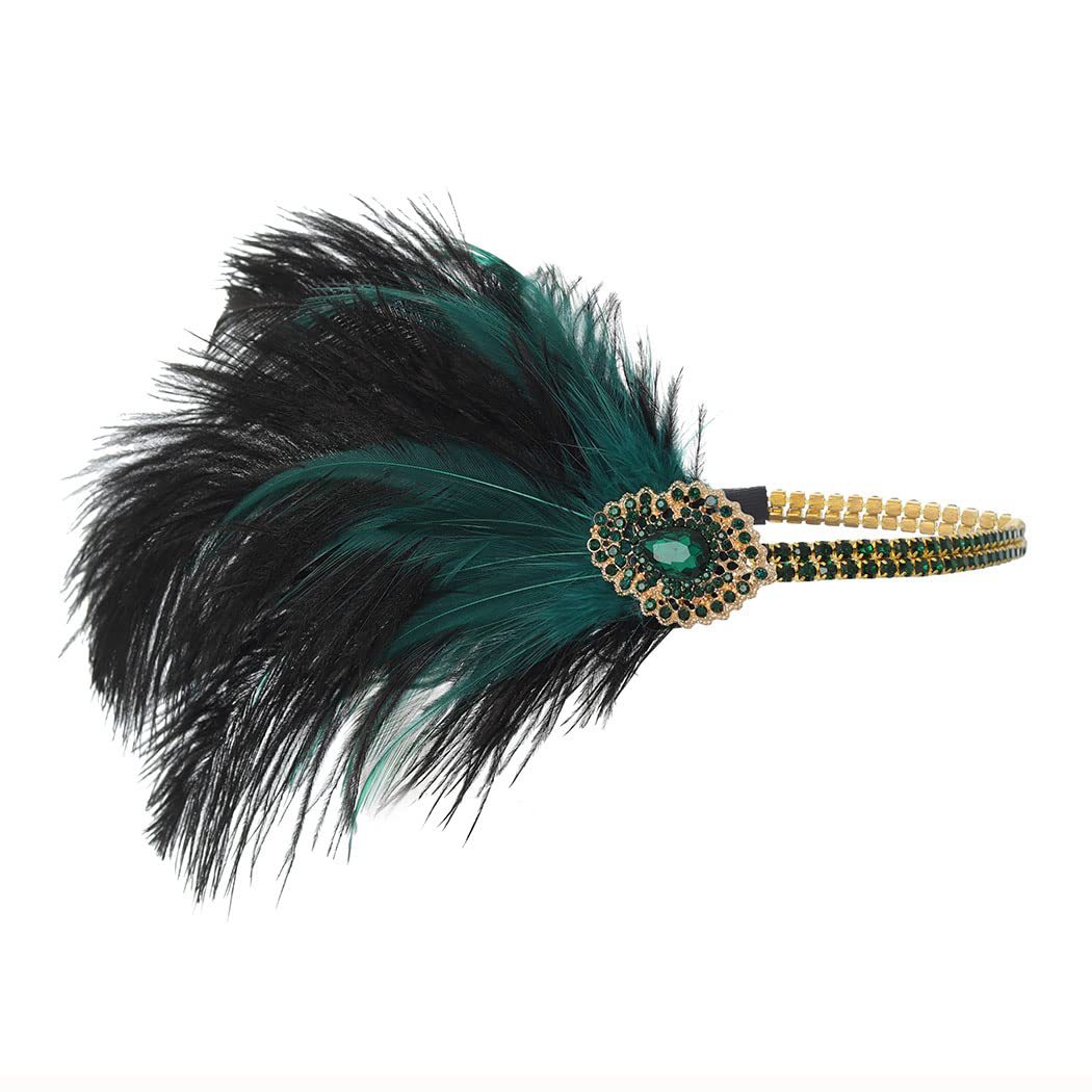 1920 年代灯笼头饰亚马逊热卖欧美新娘羽毛头饰水晶复古节日发饰