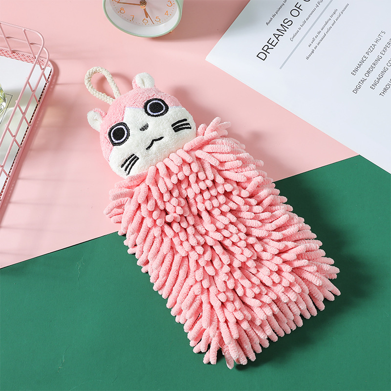 Wholesale Thickened Cute Cartoon Chenille Hand Towel Hanging Children Quick-Drying Towel Household Absorbent Hand Towel