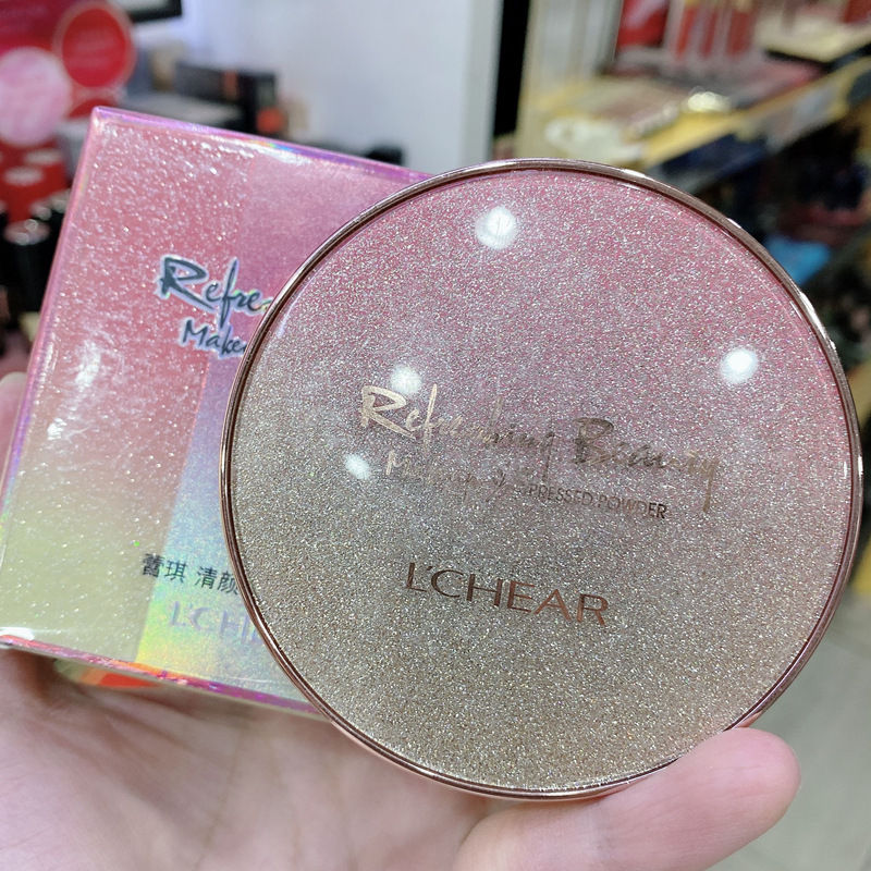 蕾琪清颜定妆美拍粉饼遮瑕自然裸妆隐形毛孔防水学生干湿两用