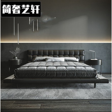 意式极简真皮床现代简约1.8m双人床设计师风格主卧大床榻榻软