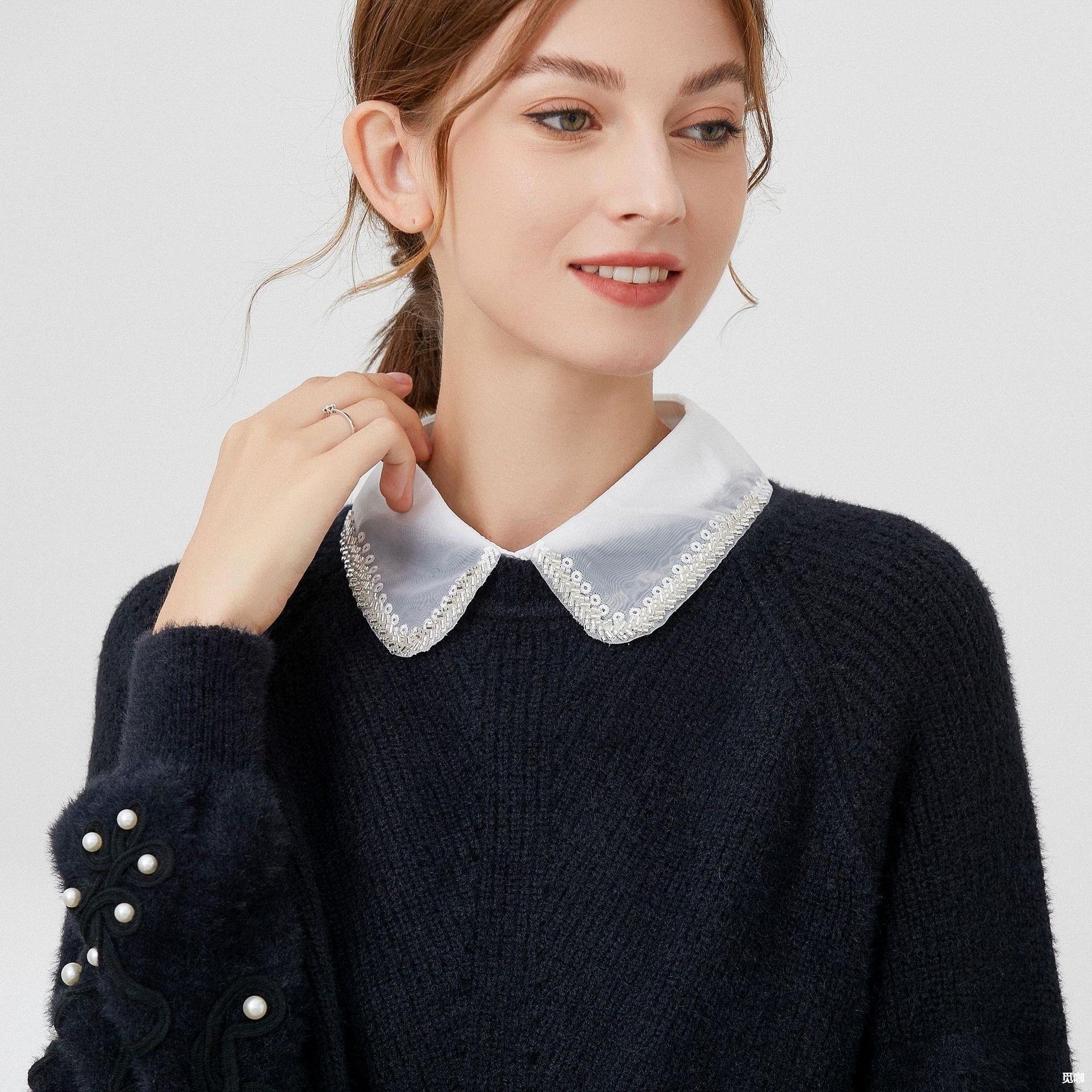 新款假领子女百搭假领多功能秋冬衬衫钉珠装饰领配毛衣假衣领