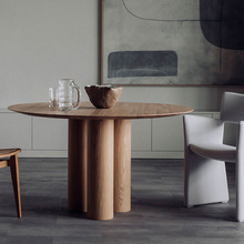 北欧个性造型圆桌轻奢设计创意圆柱桌奶茶咖啡厅酒店实木圆餐桌