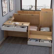床榻榻米简约小户型单人床书桌一体多功能高箱储物儿童床柜组合床