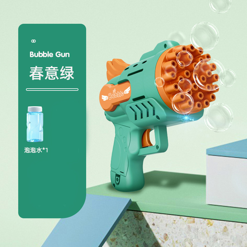 Cross-Border Gatling Bubble Machine 32 Holes Bazooka Bubble Gun Children's Bubble Toys Stall Supply Wholesale Factory