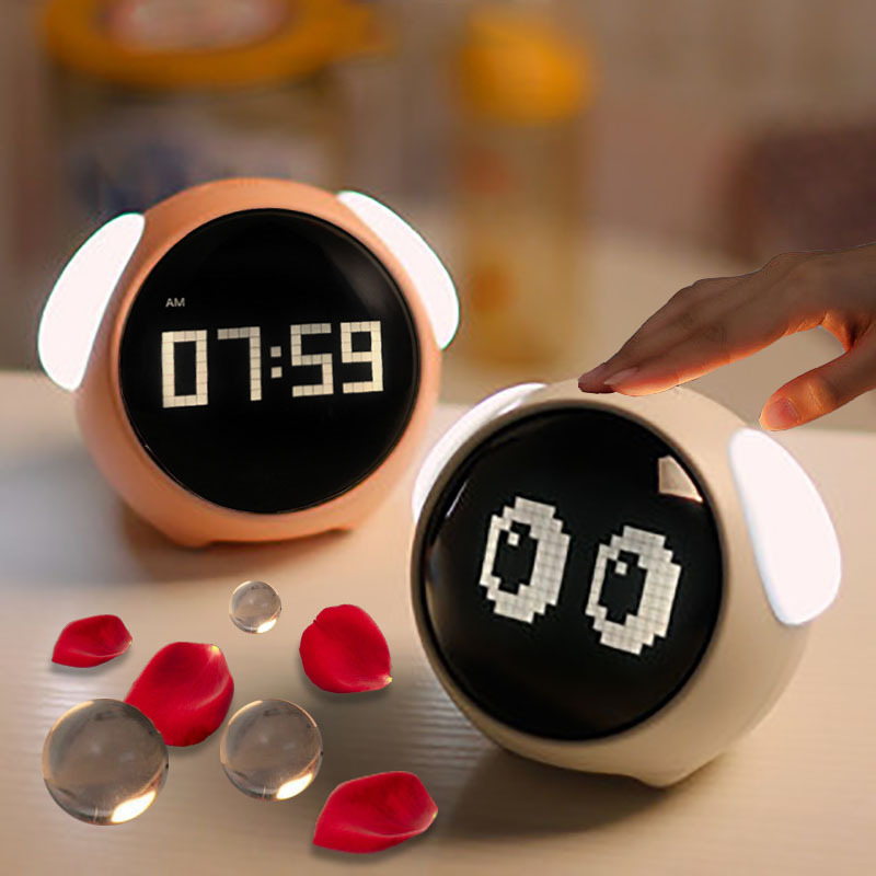 Children's Expression Alarm Clock Small Night Lamp Creative Electronic Alarm Charging Electronic Clock Led Digital Sleeping Wake-up Light