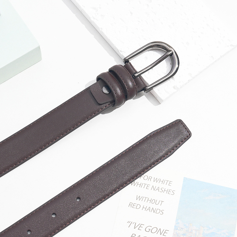 new 2023 leather belt ladies‘ pin buckle black high-grade jeans pant belt simple versatile belt