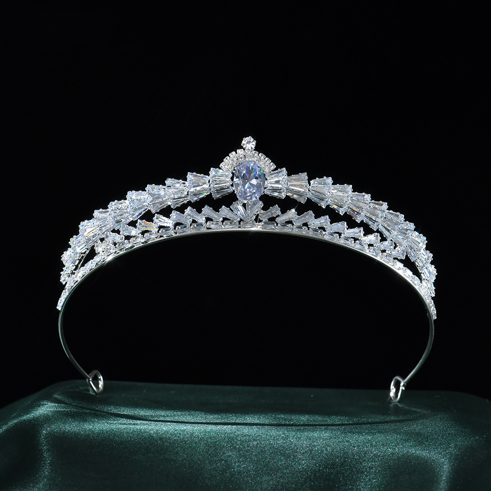 韩版潮流时尚简约锆石头饰 高级感精致百搭发箍 宴会礼服王冠配饰