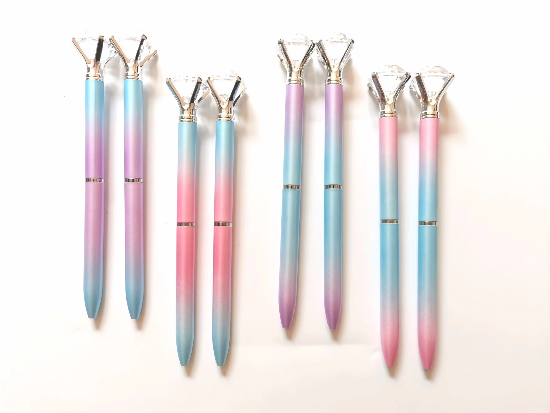 New Macaron Gradient Big Rhinestone Pen Fashion Fairy Pen Creative Style Plastic Pen Advanced Gift Pen Student Pen