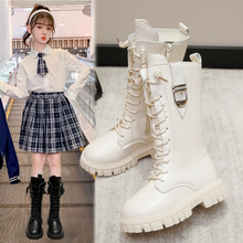 2023年秋冬新款女童长筒靴子中大童马丁靴女孩单靴儿童骑士高筒靴