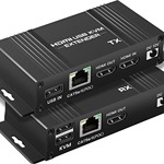 HDMIKVM延长器60M USB以太网扩展器Cat 5e/6/7电缆1080P POC电源