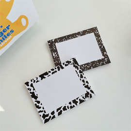 韩国黑白牛奶纹便签纸ins风无粘性英文字母便签本简约小众留言条