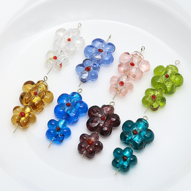 Colored Glaze Flower Sweet Ins Style Glass Scattered Beads String Beads Material Diy Handmade Jewelry Earrings Necklace Bracelet Accessories
