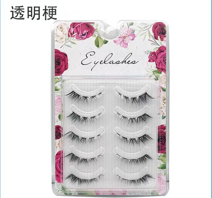 New One-Piece Fox Charming Oblique Flying False Eyelashes Segmented Natural Thick Ultra-Fine Sheer Root Black Stem