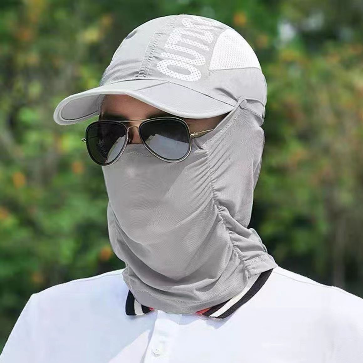 Outdoor Neck Protection Quick-Drying Sunscreen Mask Peaked Cap Mask Hat Two-in-One Air Top Folding Sun Hat Tea Picking Hat