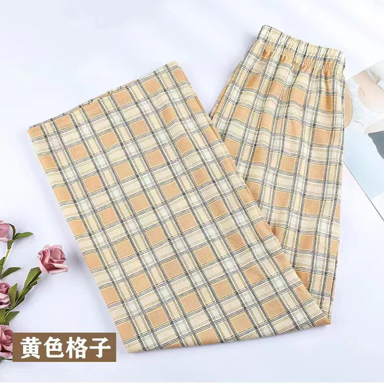 Popular Spring and Summer Thin Plaid Pants Women's 2023 New Korean Style Loose Slimming Wide-Leg Pants All-Matching Straight Casual Pants