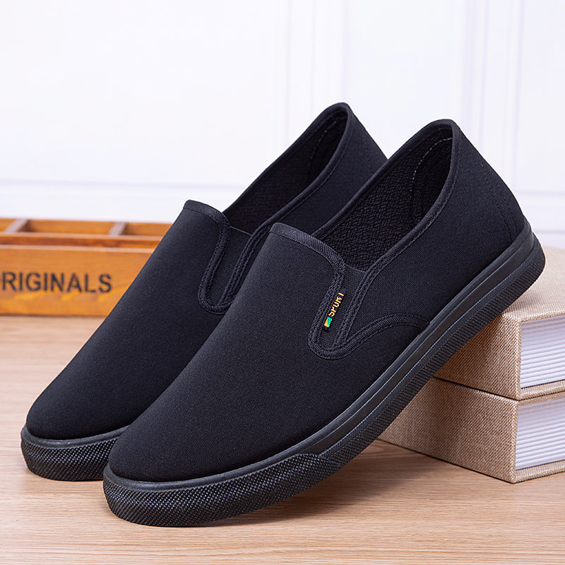 2023 Men's Cloth Shoes Non-Slip Wear-Resistant Old Beijing Cloth Shoes Low-Cut Slip-on Men's Black Work Shoes Straight Hair