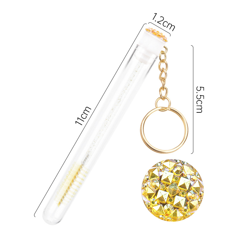 Wholesale Diamond-Embedded Transparent Tube Pack Gold Buckle Mascara Brush Disposable Grafting Eyelash Curler Brow Groomer Crystal Rod Makeup Brush