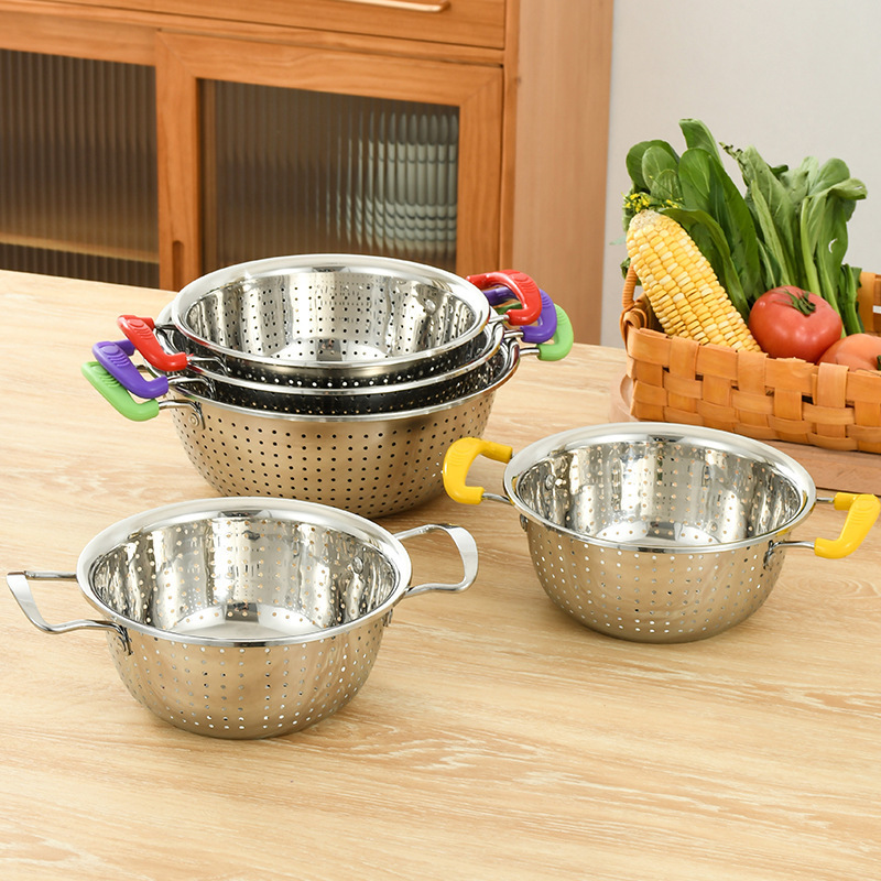 Kitchen Vegetable Basin with Handle Rice Washing Filter