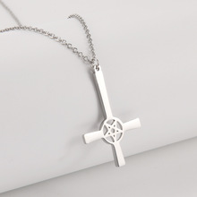 欧美跨境十字架项链镂空五角星卫衣链简约时尚小众设计不锈钢项链