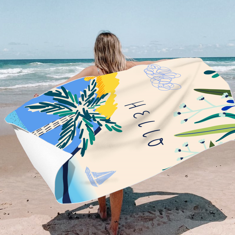 Foreign Trade Popular Style Bath Towel Microfiber Beach Towel Quick-Drying Printing Swimming Absorbent Beach Towel Cross-Border Wholesale