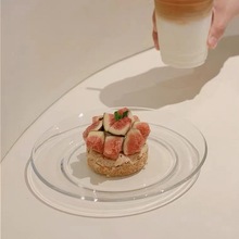 韩国ins博主同款透明玻璃盘水果盘沙拉盘西餐盘耐热网红拍照道具