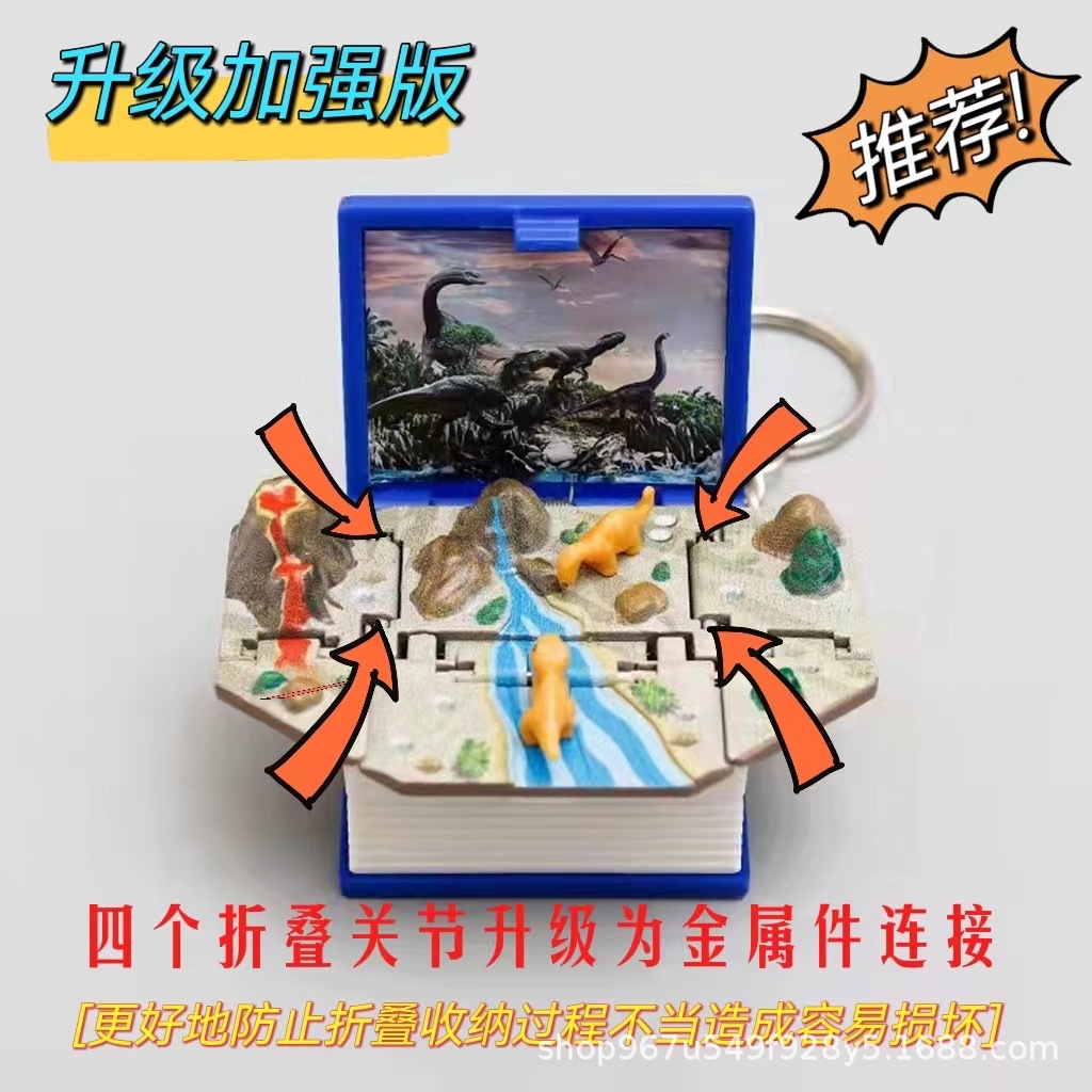 Cross-Border 3D Pop-up Book Folding Bomb Book Dinosaur Castle Schoolbag Pendant Keychain Children Creative Decompression Toy