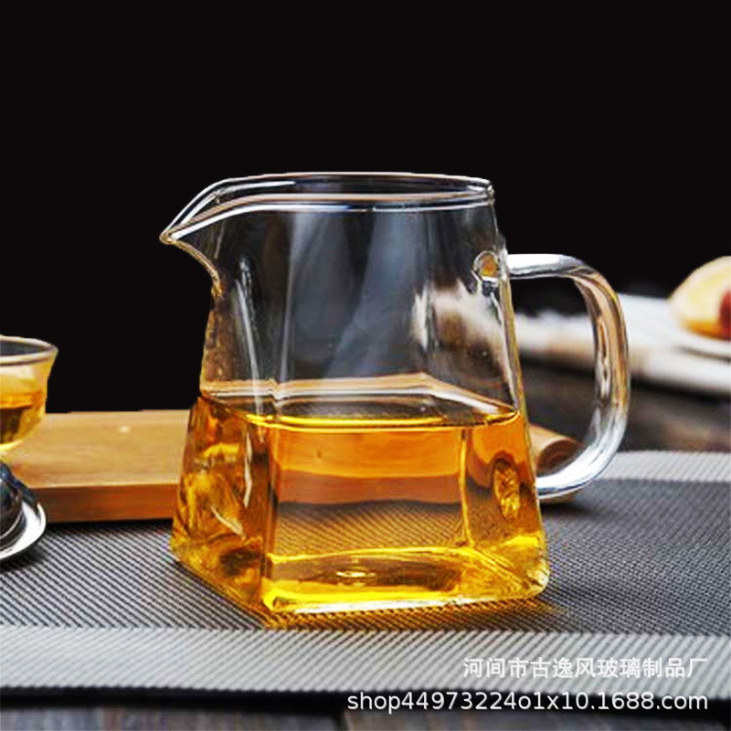 天圆地方公道杯四方玻璃透明耐热玻璃茶具分茶器茶海耐热玻璃茶具