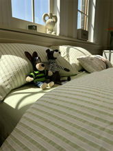 K31C水洗棉色织提花绿色条纹四件套全棉纯棉1.5m1.8米被套床单三