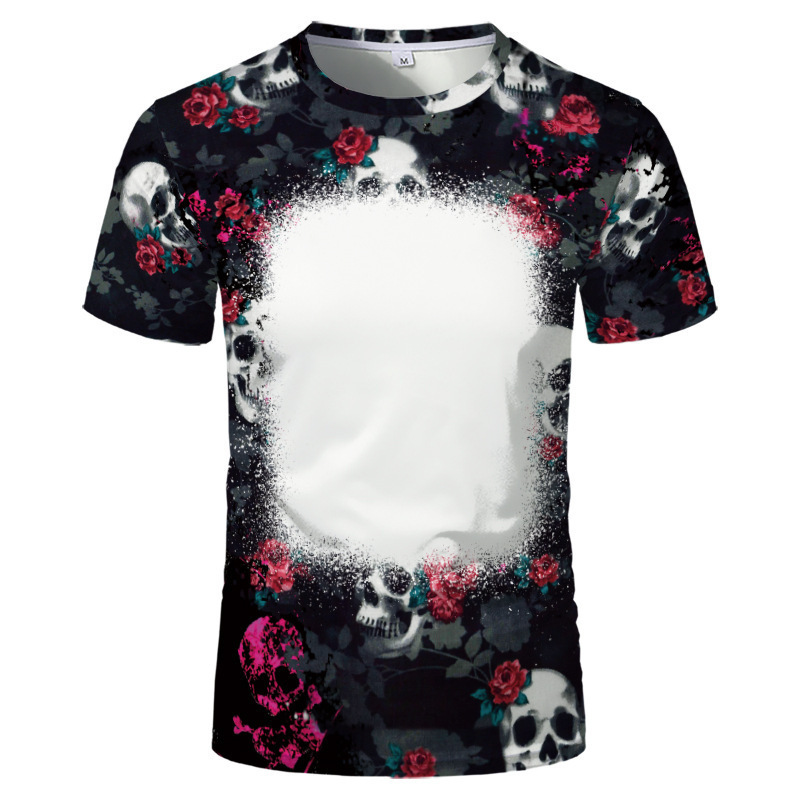 Foreign Trade New Tie-Dye Colorful Blank Custom T-shirt Cross-Border Wholesale Polyester Sublimation Sublimation Short Sleeve