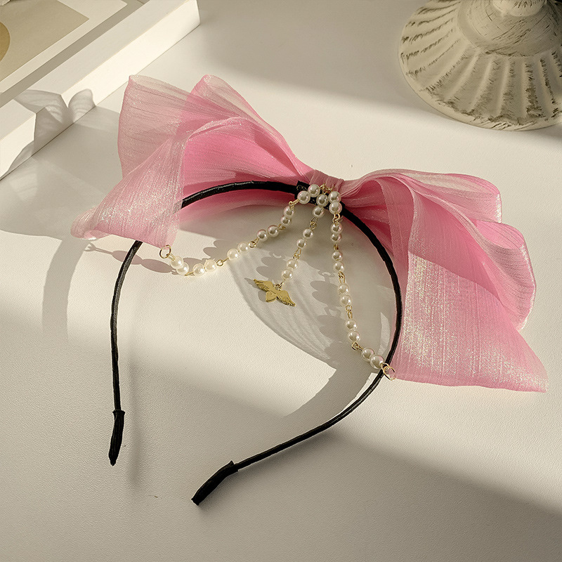 洛丽塔蝴蝶结发箍珍珠发卡头箍额头链超仙公主头饰女孩可爱发饰