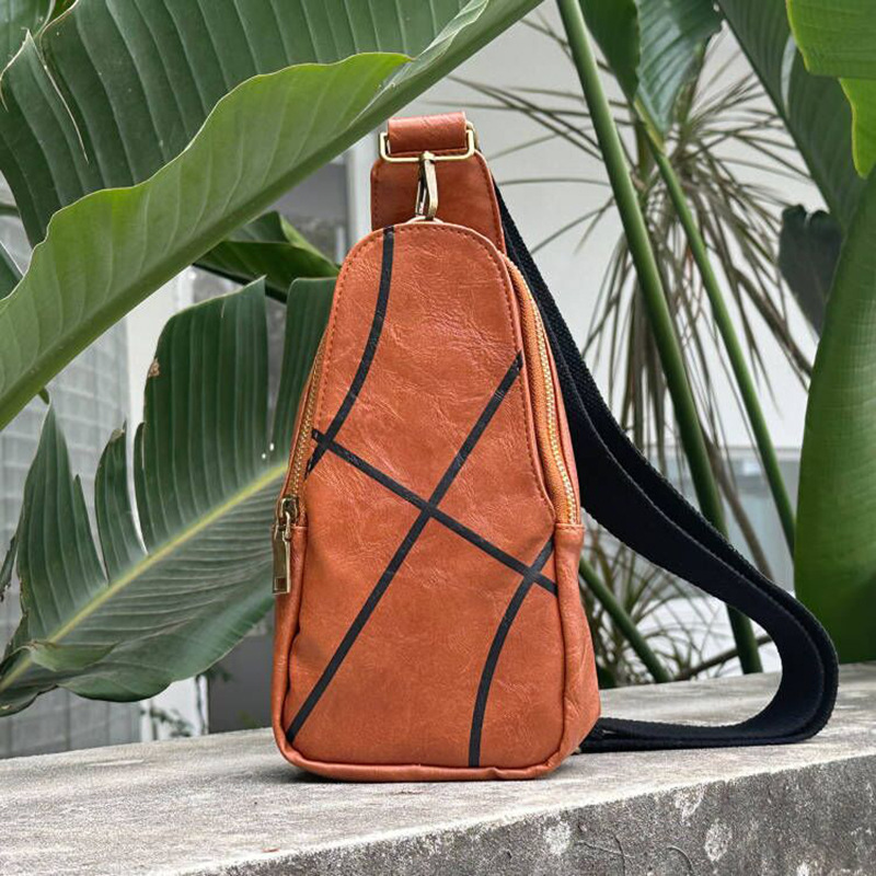2023 New Pu Baseball Bag Fashion Chest Bag Women's Cross-Border Messenger Bag Vintage Belt Bag Sling Bag Small Backpack