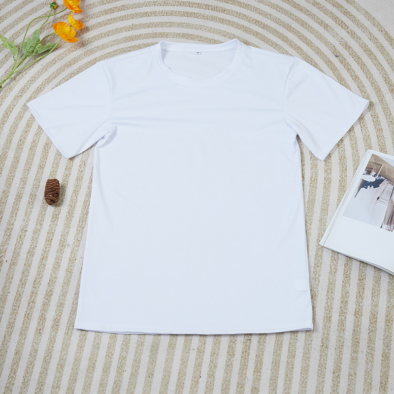 Sublimation Pure White T-shirt 190G Imitation Cotton Pull Frame Loose Short Sleeve Sweat-Absorbent Easy to Match Men's and Women's Youth Tops Ins