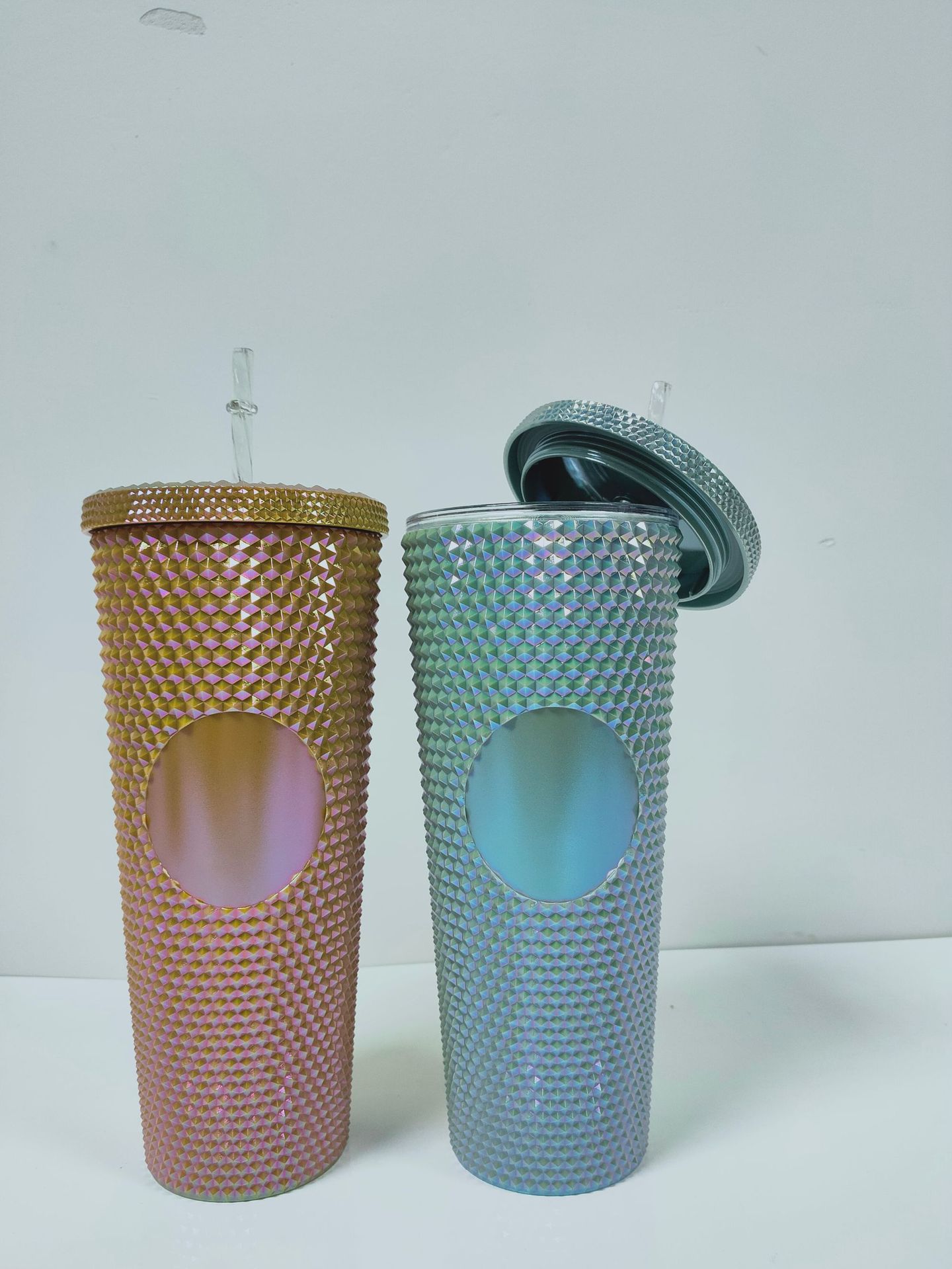 studded钻石吸管塑料杯710ml玉米杯璀璨星空杯菠萝杯榴莲杯现货