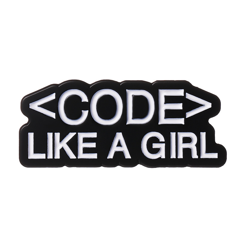 Code like a Girl Programmer Code Letter Metal Brooch Computer IT Programming Bag Souvenir