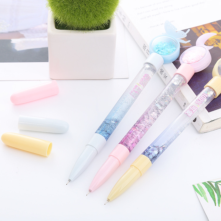 INS Girl Heart Sequins Gel Pen Oil Quicksand Pen Good-looking Student Pen Creative Stationery Office Signature Pen