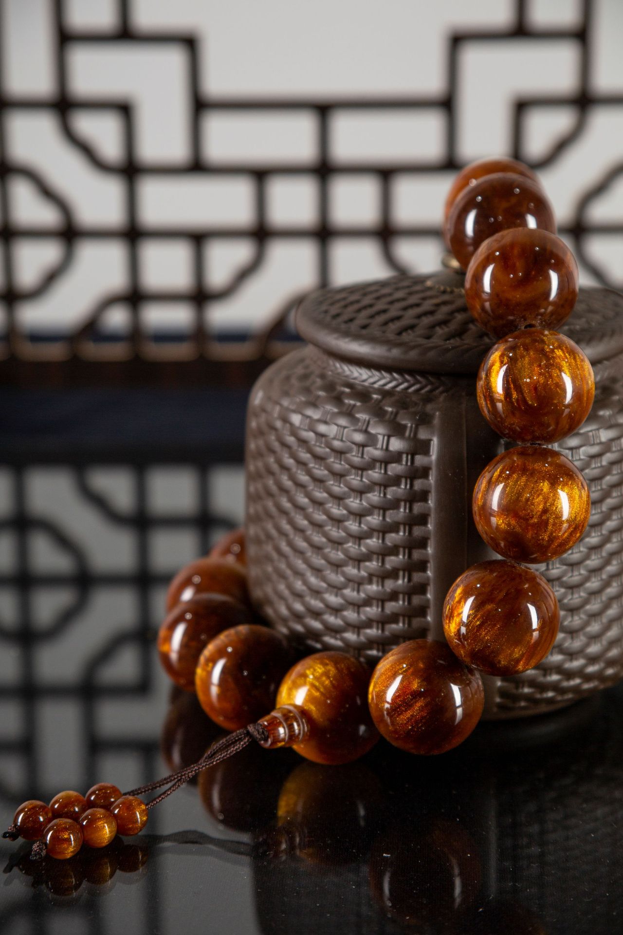 直播带货仿金丝海柳十八罗汉手串 文玩手串和尚念珠佛教用品25mm