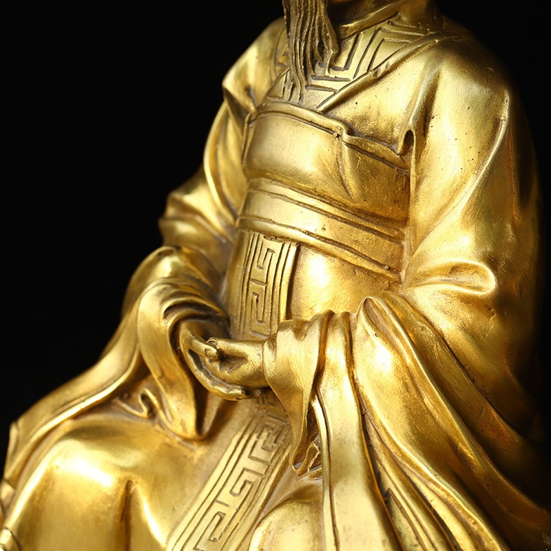 纯铜后天八卦祖师文王坐像文王佛像摆件客厅装饰家居店铺供养铜像