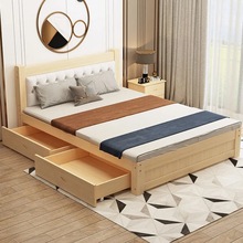 实木床1.5米现代简约双人床1.8米出租房家用经济型单人床简易床架