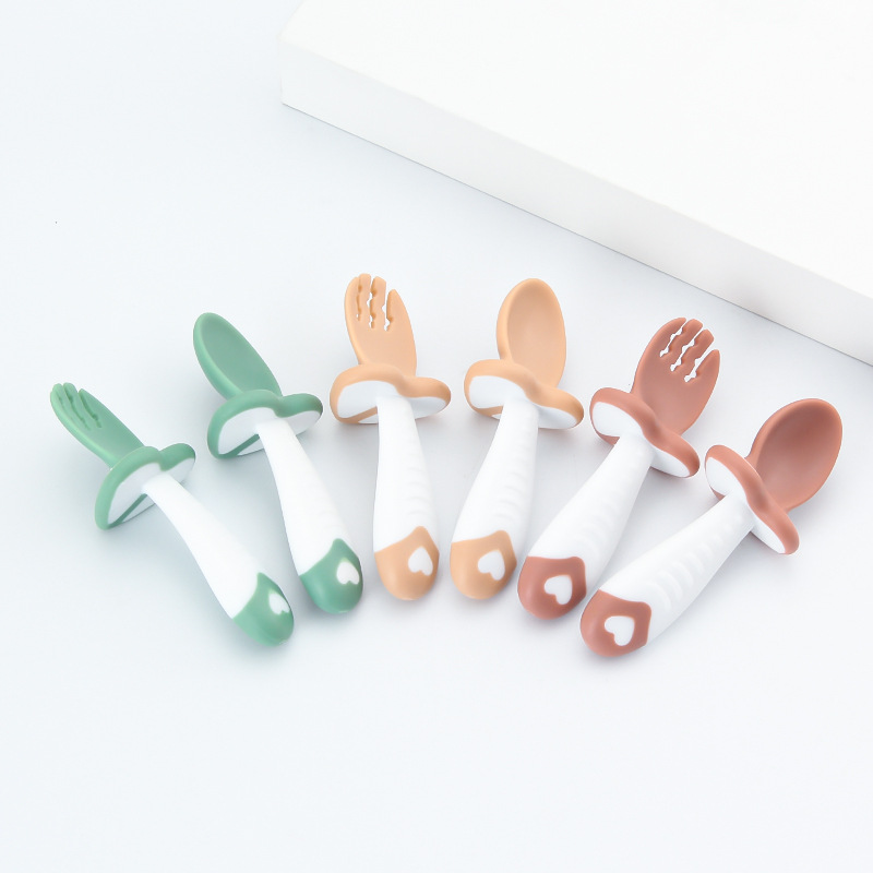 Children‘s Licking Spoon Creative Cartoon Choke Proof Spoon Baby Practice Spoon Fork Self-Eating Learning Spoon Maternal and Child Supplies