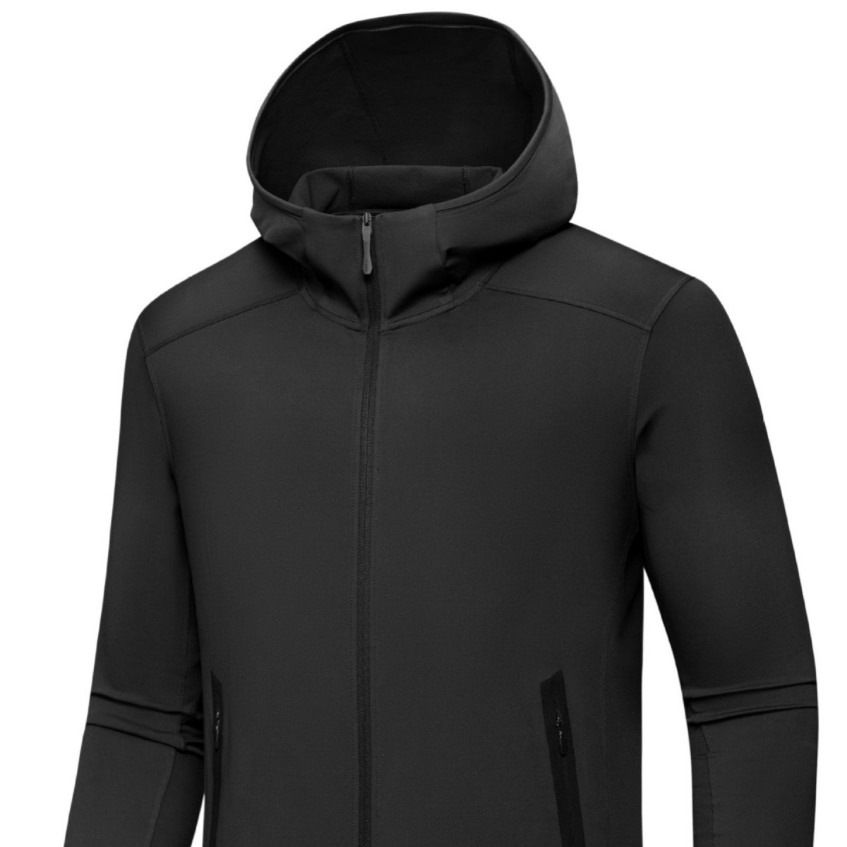 男士春秋新款透气休闲纯色连帽抓绒长袖夹克外套-阿里巴巴