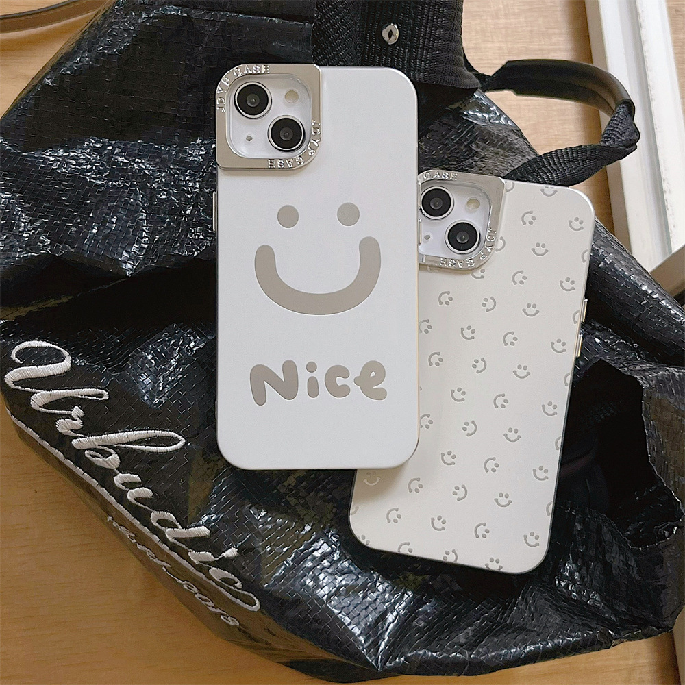 苹果14promax卡通笑脸手机壳适用iphone13/12电镀全包套11硬防摔