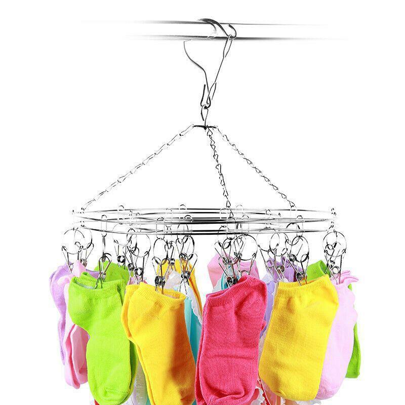 大号加粗不锈钢袜夹 20个夹子 袜架圆形防风夹 袜子晾晒夹 铁衣架