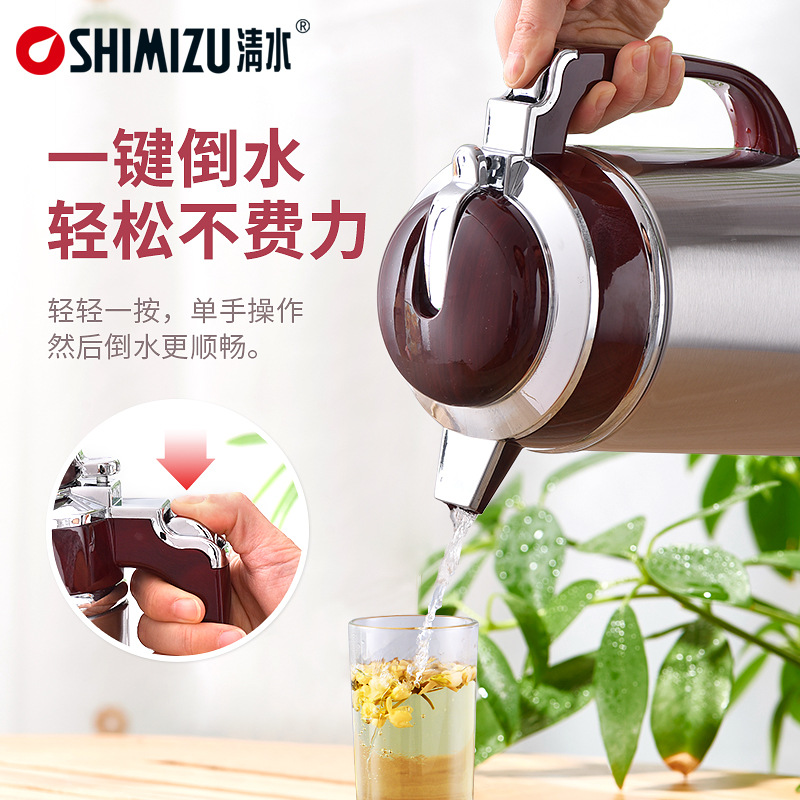 Clear Water Kettle Household Coffee Pot Stainless Steel Office Kettle Thermos Bottle Glass Liner Insulation Bottle Small Insulation Pot Thermos Bottle