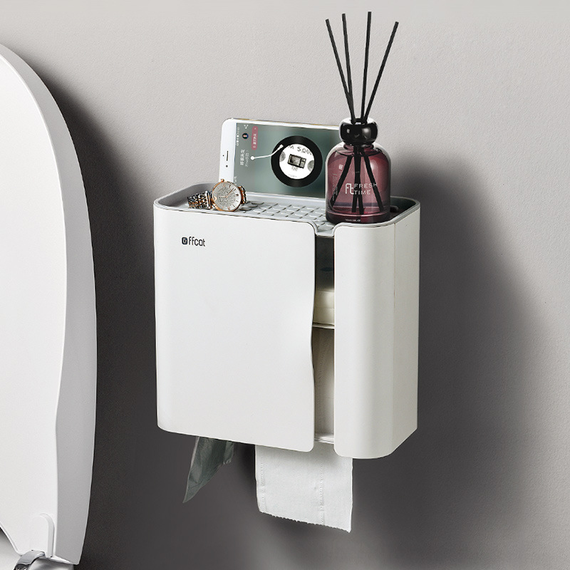 卫生间纸巾盒厕所防水壁挂式放厕纸收纳抽纸免打孔卫生纸盒置物架